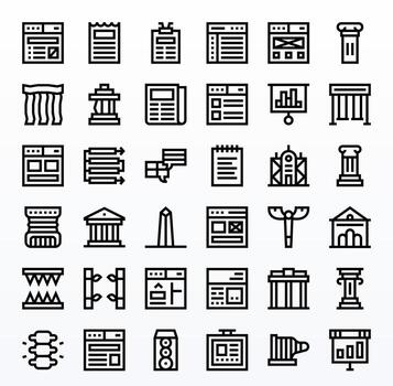 36 Bold Line Grid Fitted Icons crafted for Column 256x256 applications vector