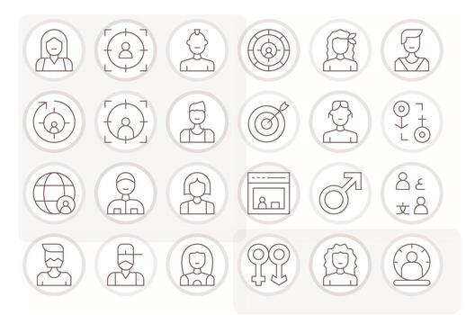 Demographic Icon Set with 24 Thin Line High Resolution Display Perfect Graphics vector