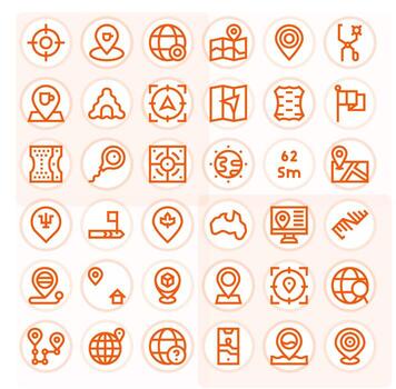 36 256x256 Bold Line Icons optimized for Map PIXEL Perfect display vector