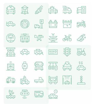 Vehicle Icon Toolkit featuring 40 Editable High Resolution Thin Line elements vector