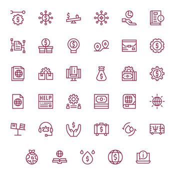 35 128x128 regular línea íconos para recursos con píxel Perfecto precisión vector