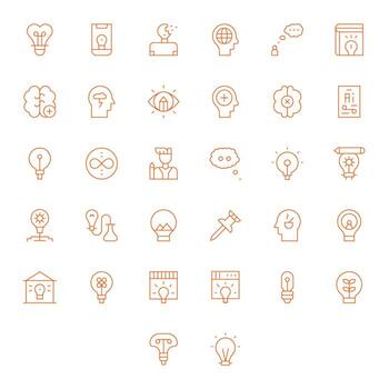 Concept Icon Toolkit featuring 32 Grid Fitted 64x64 Thin Line elements vector