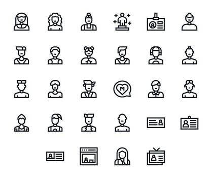 Member Icon Toolkit featuring 28 Display Perfect High Resolution Bold Line elements vector