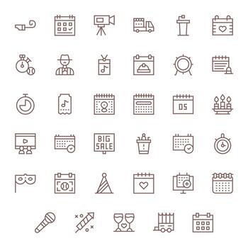 35 Regular Line Icons for Event in crisp Retina Ready Grid Fitted resolution vector