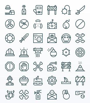 42 Display Perfect 128x128 Icons for Danger in elegant Regular Line design vector