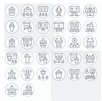 32 Thin Line Pixel Optimized Retina Ready Icons from Lecture Suite vector