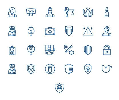 25 256x256 Pixel Optimized Icons for Safety in Regular Line Theme vector
