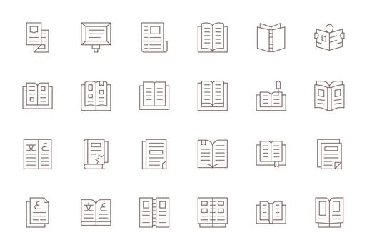 Delgado línea editable íconos desde paginas conjunto con 24 256x256 íconos vector