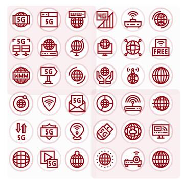Internet Access Essential Set including 36 Display Perfect Bold Line 128x128 Icons vector