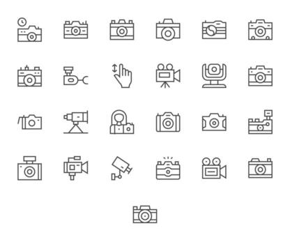 Regular Line Pixel Optimized Icons from Digital Camera Set with 25 Retina Ready Icons vector