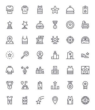 42 Regular Line Icons for Top in crisp Retina Ready Grid Fitted resolution vector
