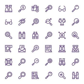 36 128x128 Bold Line Icons optimized for Magnifying Pixel Aligned display vector