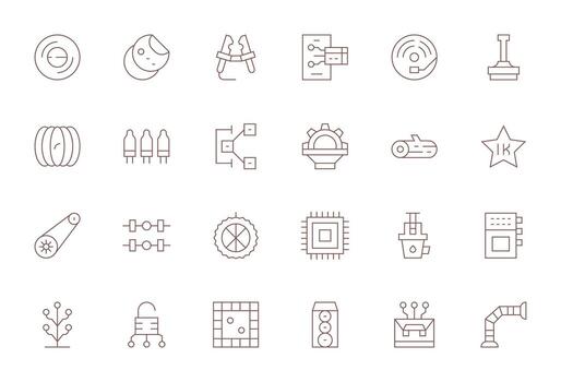 24 PIXEL Perfect Thin Line Icons designed for Component Interface vector
