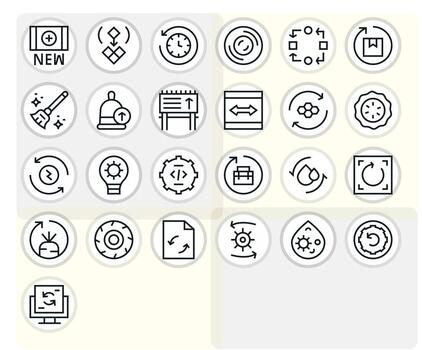 Refresh Complete Package with 25 128x128 Regular Line Pixel Optimized Icons vector