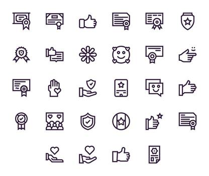 Endorsement Ultimate Package with 28 High Resolution Bold Line Pixel Aligned Icons vector
