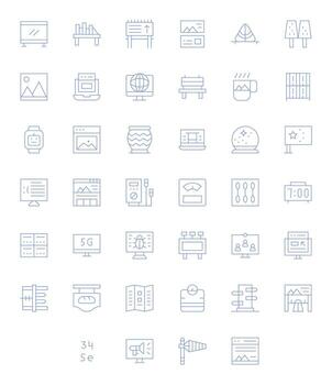 40 128x128 Editable Icons for Display in Thin Line Theme vector