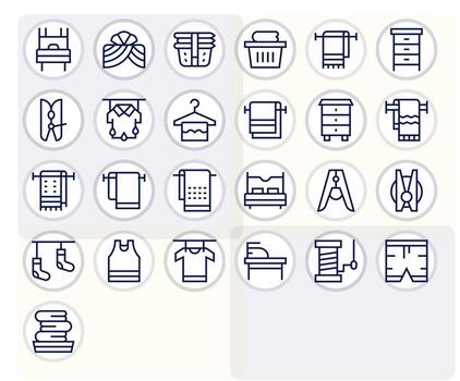 Linen Icon Library with 25 Regular Line 128x128 Display Perfect Designs vector