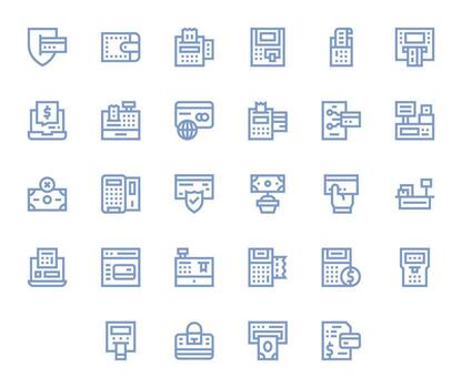 Debit Card Icon Toolkit featuring 28 Pixel Aligned High Resolution Bold Line elements vector