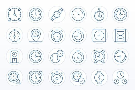 24 Thin Line Icons for Punctuality in crisp Retina Ready Grid Fitted resolution vector