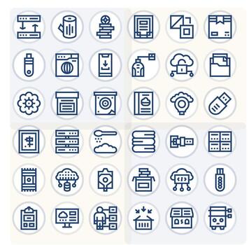 Bold Line Detail Enhanced Icons from Data Storage Set with 36 High Resolution Icons vector