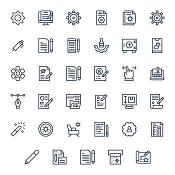 35 Regular Line Pixel Aligned Icons tailored for Modify 128x128 interface vector