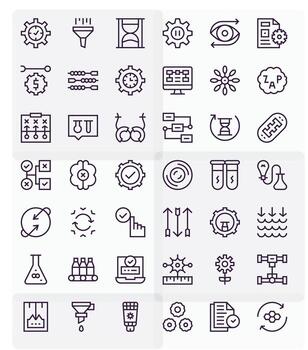Process Icon Library with 42 Regular Line 64x64 Pixel Aligned Designs vector