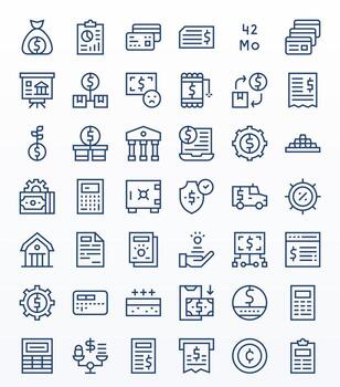 42 Display Perfect Regular Line Icons designed for Financial Interface vector