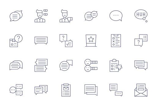 Feedback Form Comprehensive Bundle with 24 Pixel Optimized Thin Line 256x256 Icons vector