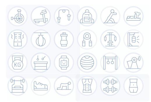 24 Thin Line Icons designed for Fitness in High Resolution Editable format vector