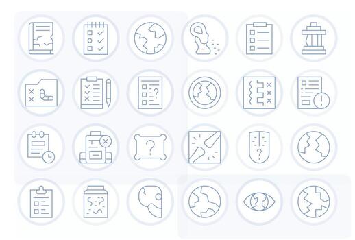 24 Delgado línea cuadrícula equipado 256x256 íconos desde incompleto suite vector