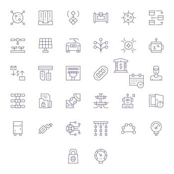sistema gráficos paquete incluso 32 Delgado línea alto resolución píxel alineado íconos vector