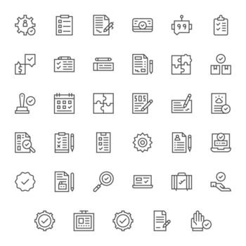 35 Regular Line Pixel Aligned Icons for Complete Graphics vector