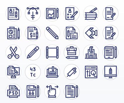 Editing High Resolution Icon Pack with 28 Bold Line Pixel Aligned Elements vector