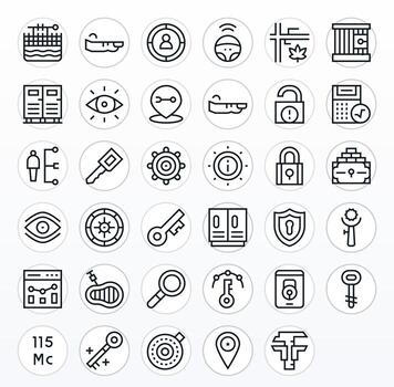 Key Comprehensive Bundle with 35 Editable Regular Line High Resolution Icons vector