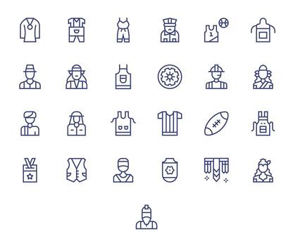 Uniform Exclusive Set featuring 25 Regular Line Pixel Optimized 256x256 Icons vector