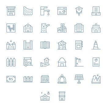32 Thin Line Icons from Housing in 256x256 Pixel Aligned Quality vector