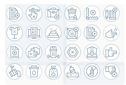 24 Display Perfect Retina Ready Icons for Refuse in elegant Thin Line design vector