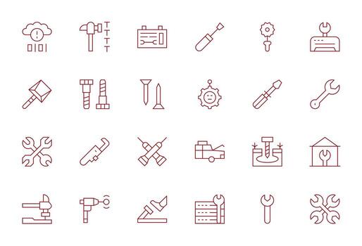 Fixing Graphics Pack including 24 Thin Line 128x128 Display Perfect Icons vector