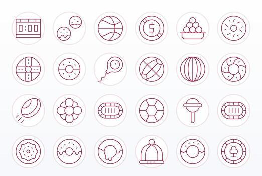 24 Thin Line Icons for Round in crisp High Resolution Pixel Aligned resolution vector