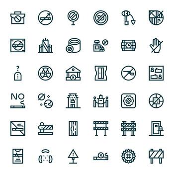 Restricted Area Pixel Optimized Set with 36 128x128 Bold Line Icons vector
