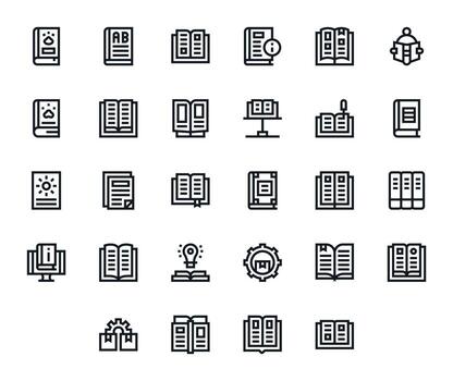 Manuals Scalable Set featuring 28 Display Perfect Bold Line 256x256 Icons vector