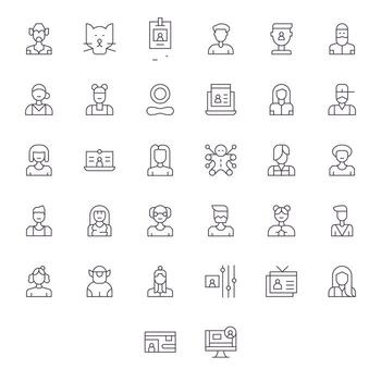 32 píxel optimizado Delgado línea íconos desde perfil imagen colección vector