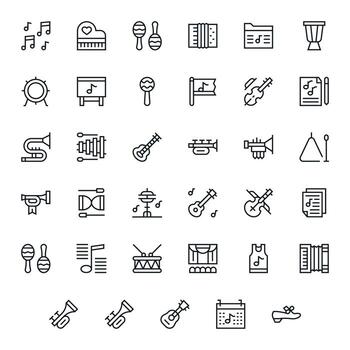 35 High Resolution Regular Line Display Perfect Icons for Musical Projects vector