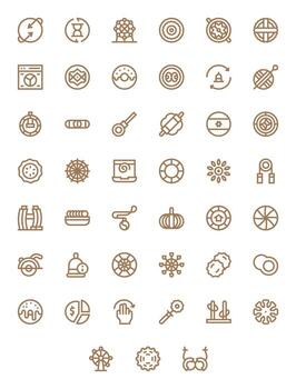 circular escalable conjunto presentando 45 píxel Perfecto negrita línea alto resolución íconos vector