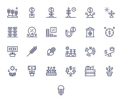 25 Regular Line Icons from Yield in 64x64 Pixel Aligned Quality vector