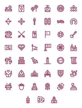 Symbolism Icon Set with 45 Bold Line 64x64 Display Perfect Graphics vector