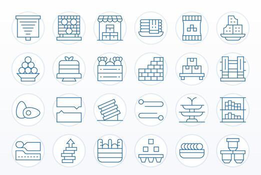 Stacked Ultimate Package with 24 128x128 Thin Line Pixel Optimized Icons vector