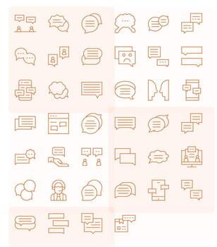 Delgado línea estilo respuesta íconos con 40 alto resolución cuadrícula equipado diseños vector