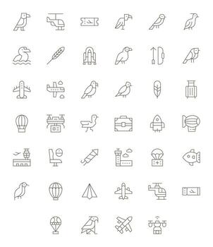 40 Thin Line Pixel Optimized Icons crafted for Flight 128x128 applications vector