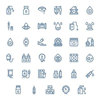 35 alto resolución regular línea íconos para fluido con píxel alineado precisión vector